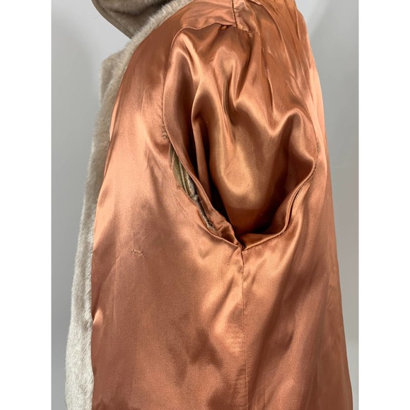 Vintage 60s Plush Faux Fur Taupe PeaCoat Groovy Mod Bohemian Punk Fall Winter - Picture 9 of 10
